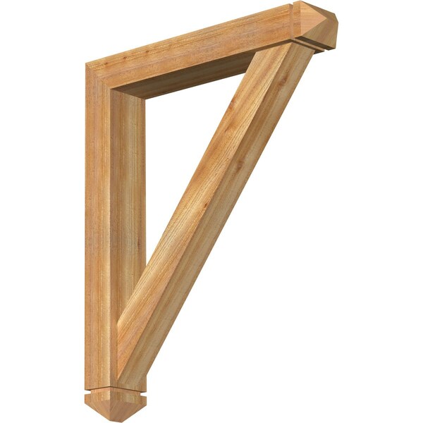 Ekena Millwork Traditional Arts and Crafts Rough Sawn Bracket w/ Offset Brace, Western Red Cedar, 6"W x 34"D x 42"H BKT0604X34X42TRA03RWR - main